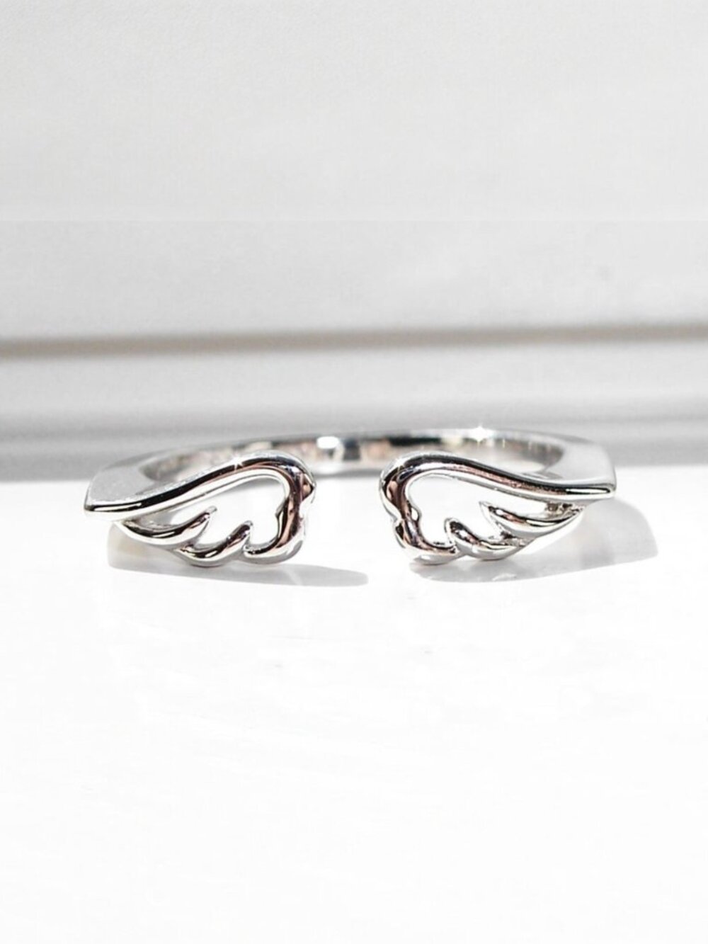 Angel Wings Open Front Ring .925 Sterling Silver Women's